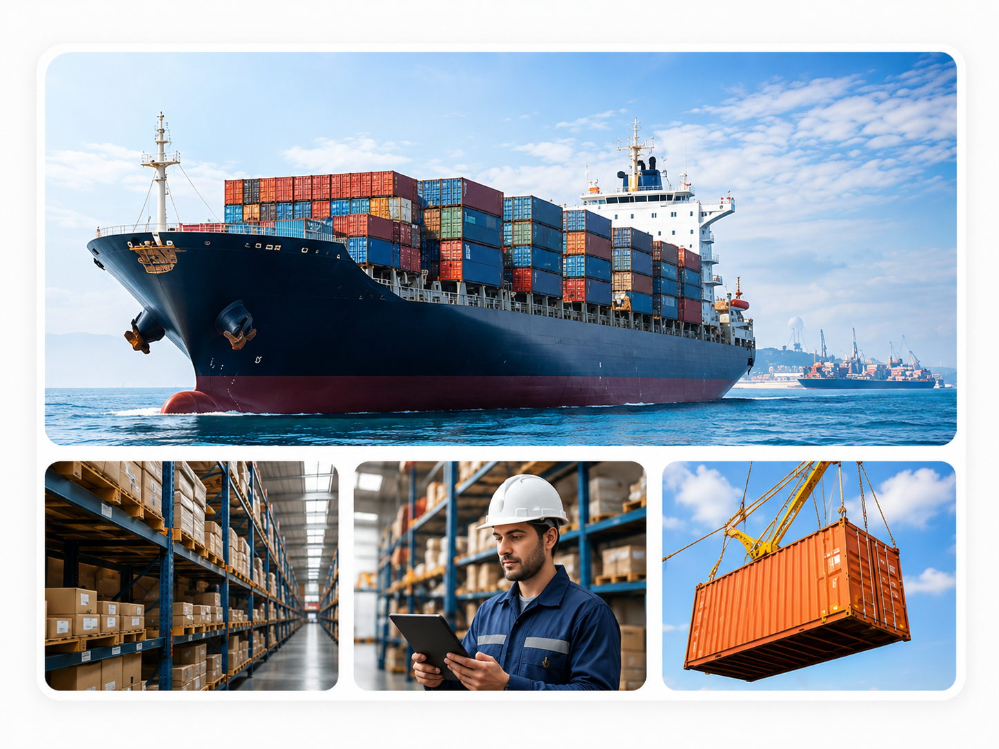 Ship supply operations collage